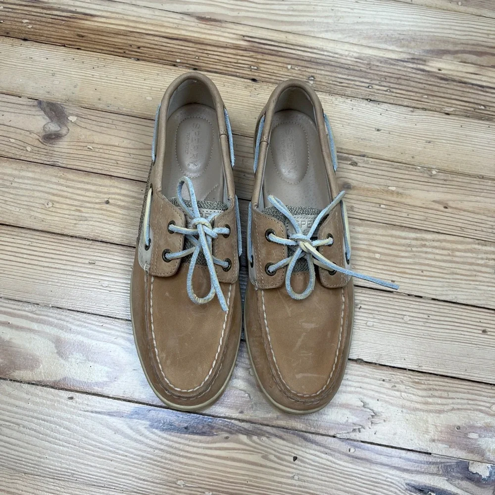 Sperry Top-Sider Womens Tan Leather Mesh Boat Shoes STS95589 Size 8.5 S casual